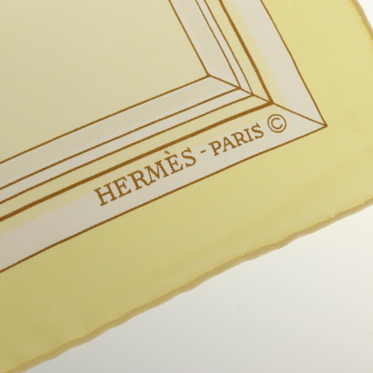 HERMES Carre 90 Scarf QUAI aux fleurs Silk Beige Auth am6948