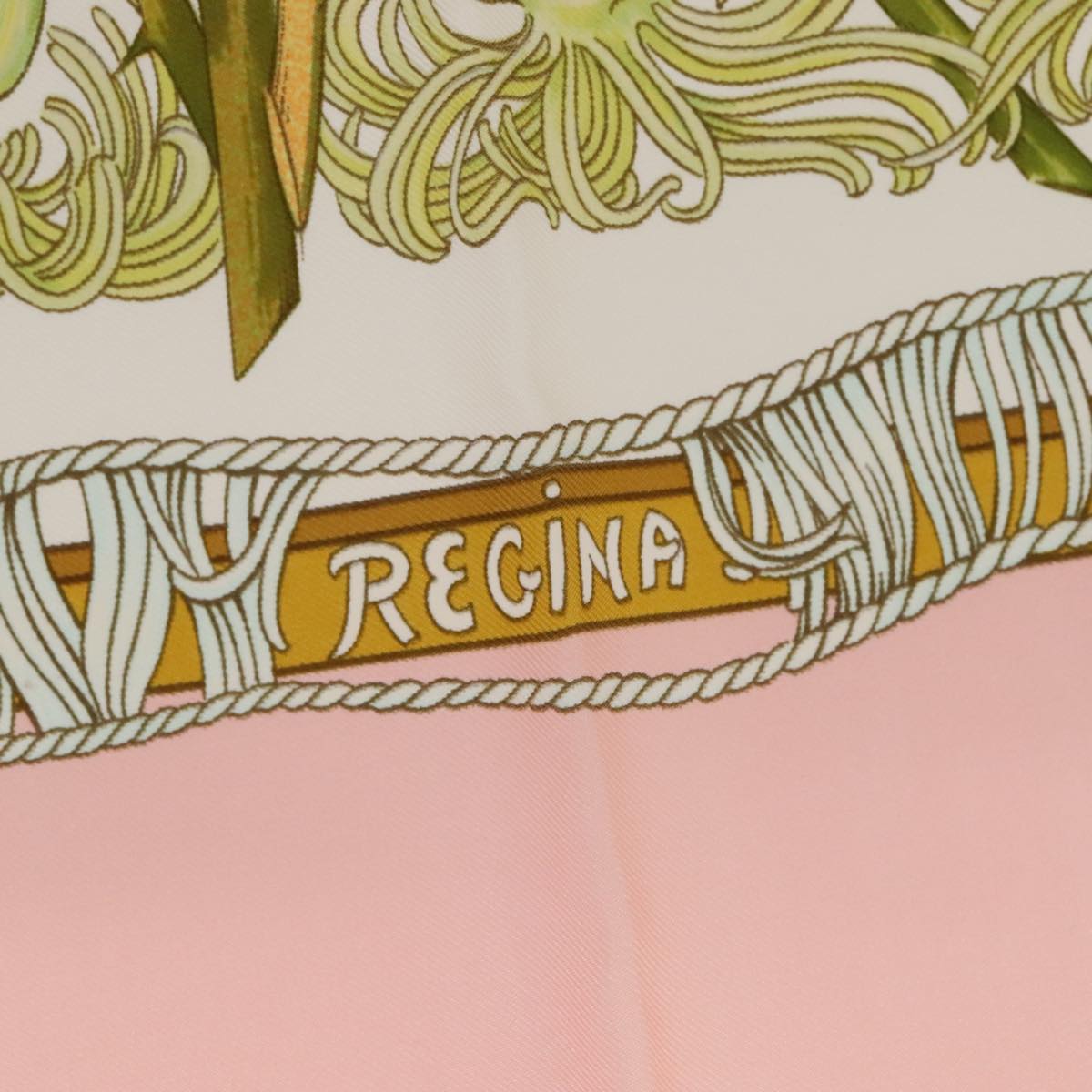 HERMES Carre 90 Scarf REGINA Silk Pink Auth am6958