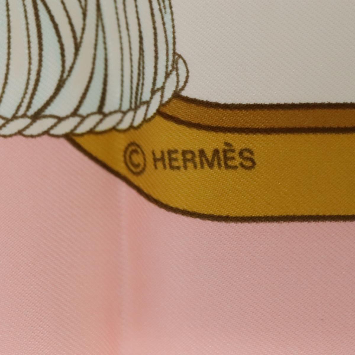 HERMES Carre 90 Scarf REGINA Silk Pink Auth am6958