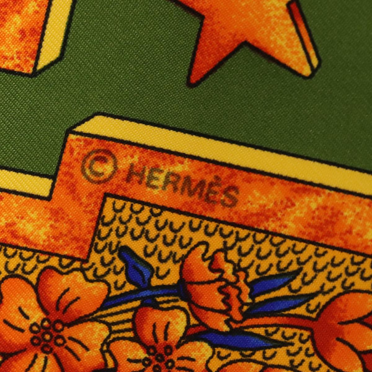 HERMES Carre 90 Scarf CARPE DIEM Silk Yellow Auth am6959