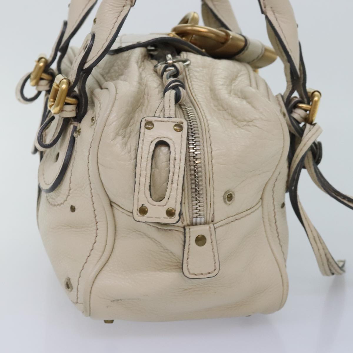 Chloe Paddington Hand Bag Leather Beige Auth am6965