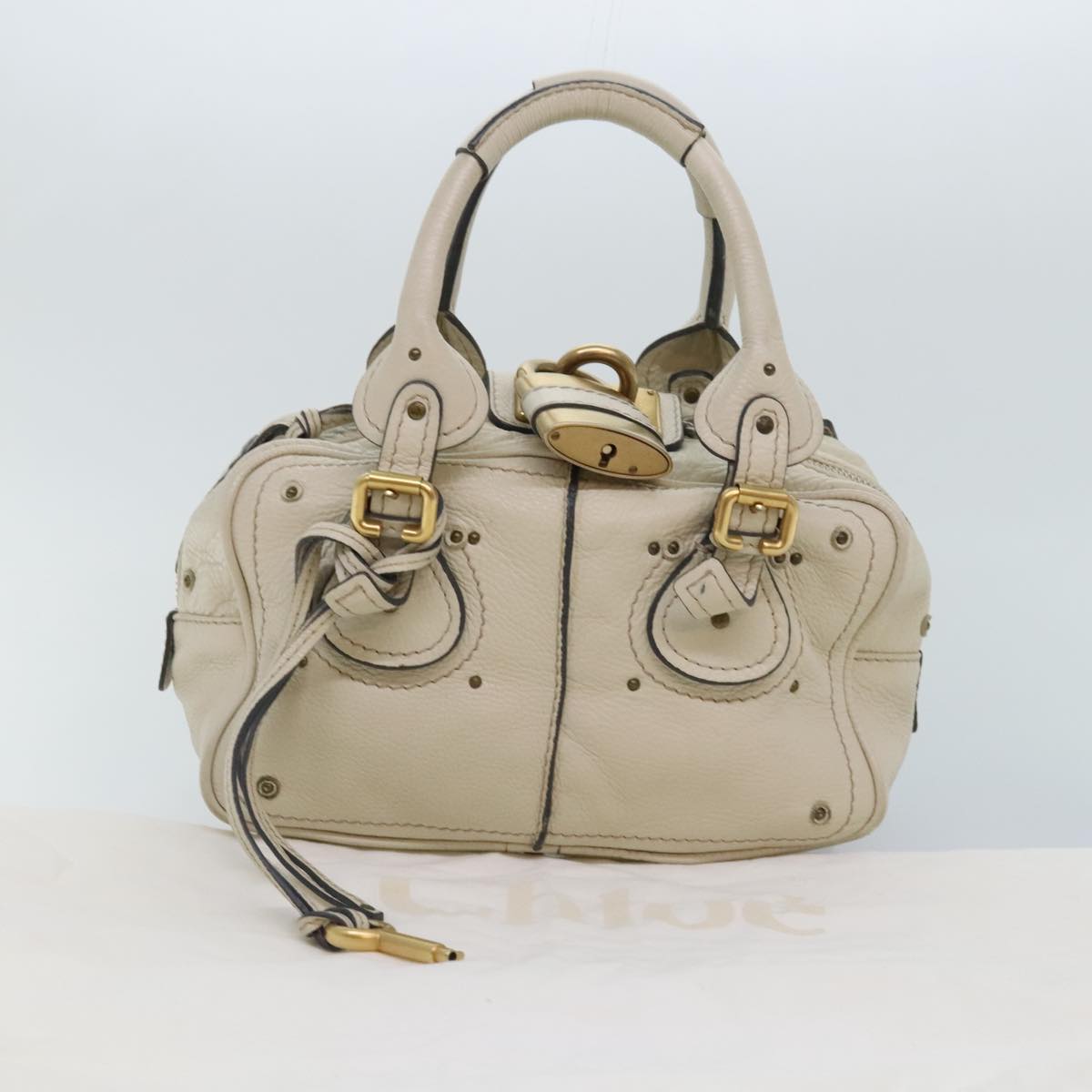 Chloe Paddington Hand Bag Leather Beige Auth am6965