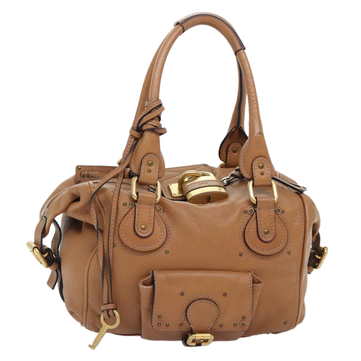 Chloe Paddington Shoulder Bag Leather Brown Auth am6969