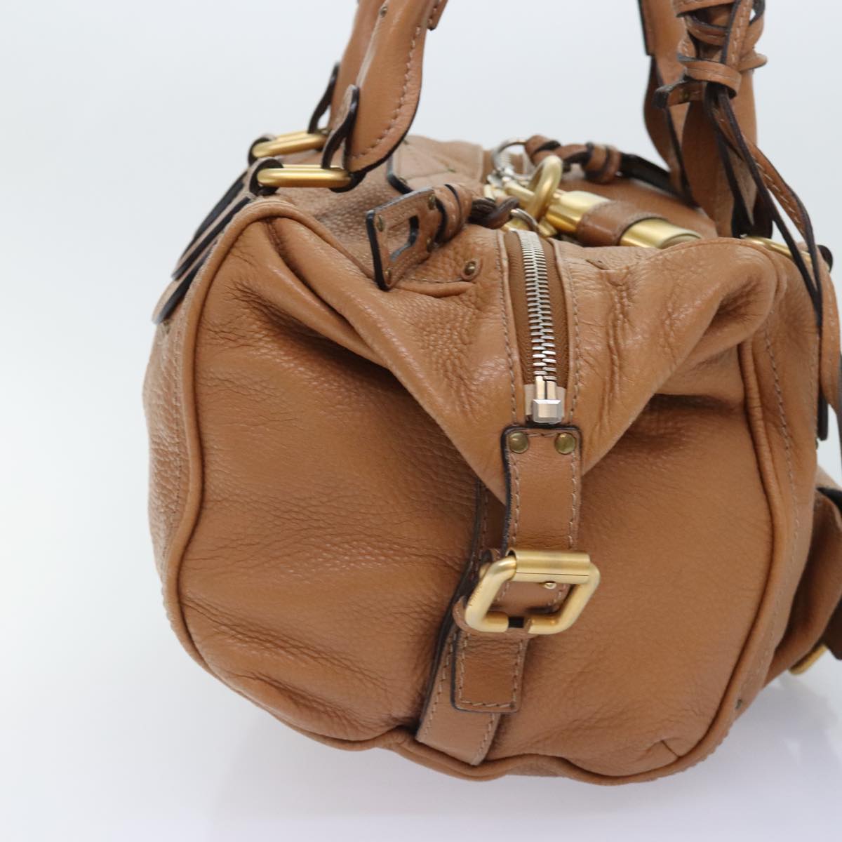 Chloe Paddington Shoulder Bag Leather Brown Auth am6969