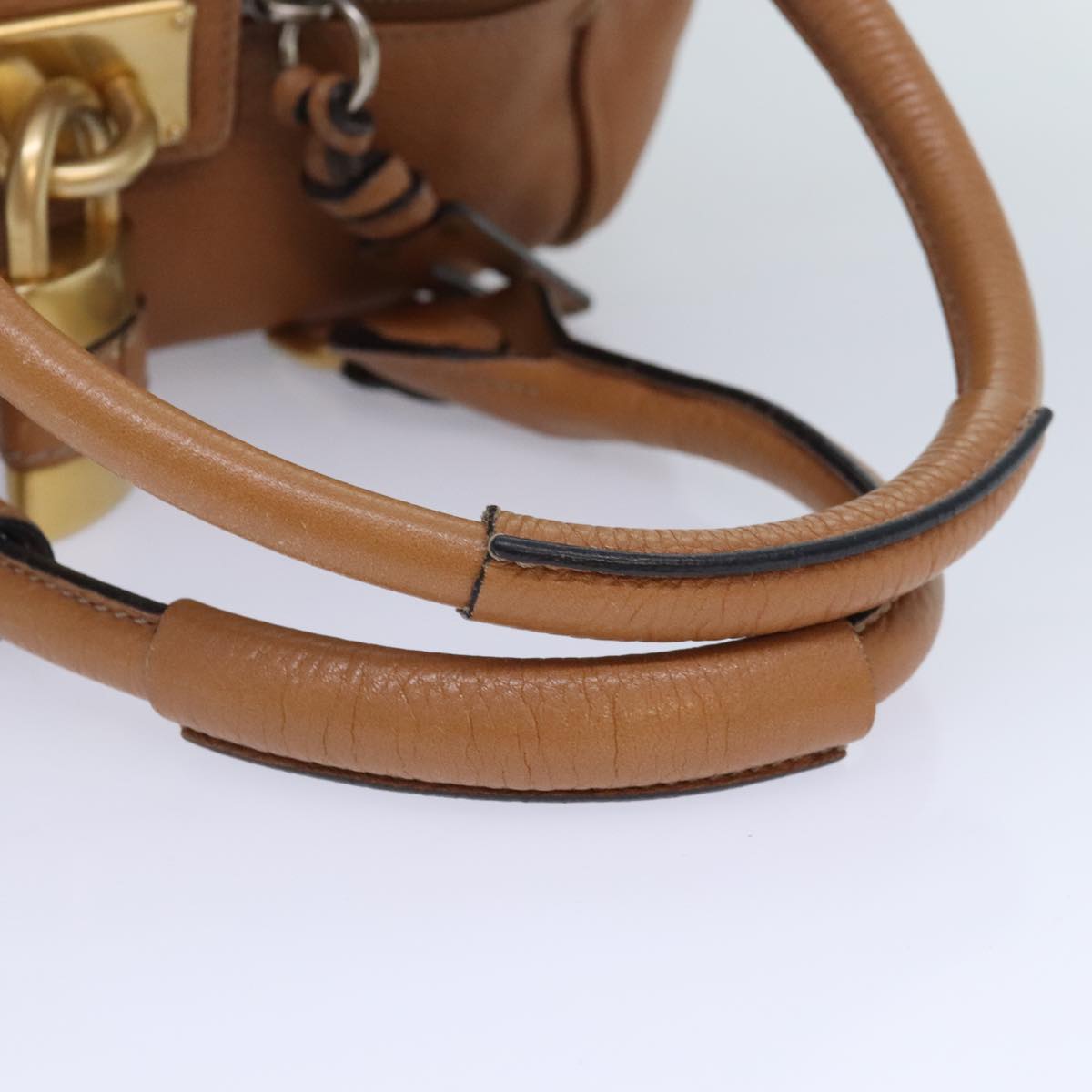 Chloe Paddington Shoulder Bag Leather Brown Auth am6969