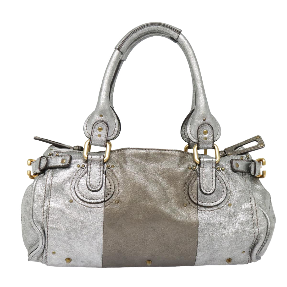 Chloe Paddington Hand Bag Leather Silver Auth am6971 - 0