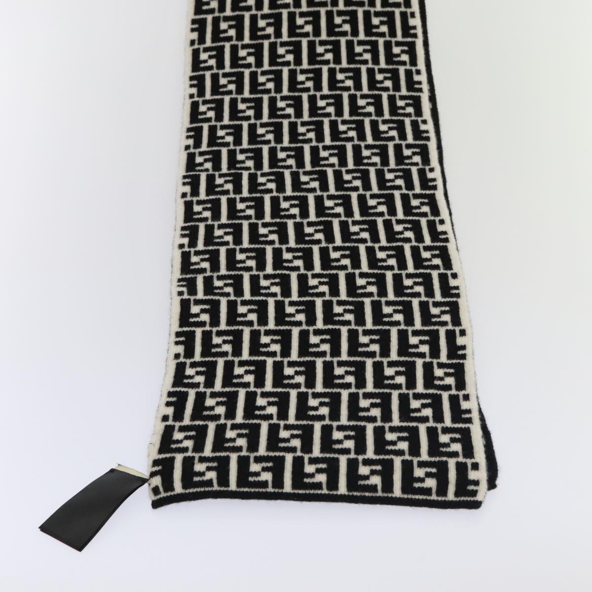 FENDI Zucca Canvas Scarf Wool Black Auth am6975