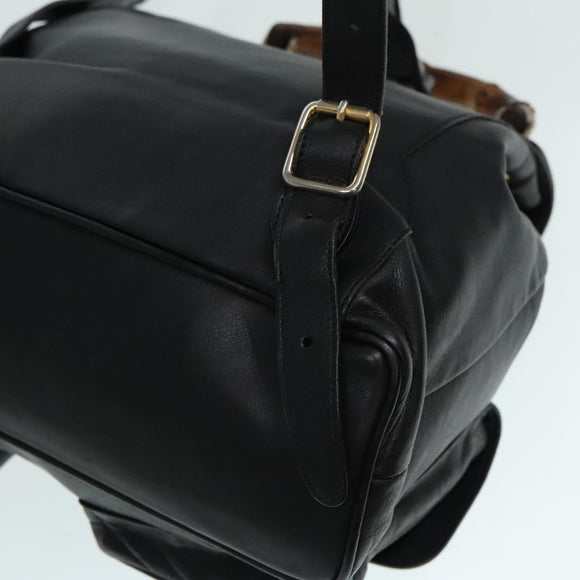 GUCCI Bamboo Rucksack Leder Schwarz Gold 008 2058 0016 Auth am6979