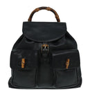 GUCCI Bamboo Rucksack Leder Schwarz Gold 008 2058 0016 Auth am6979-13