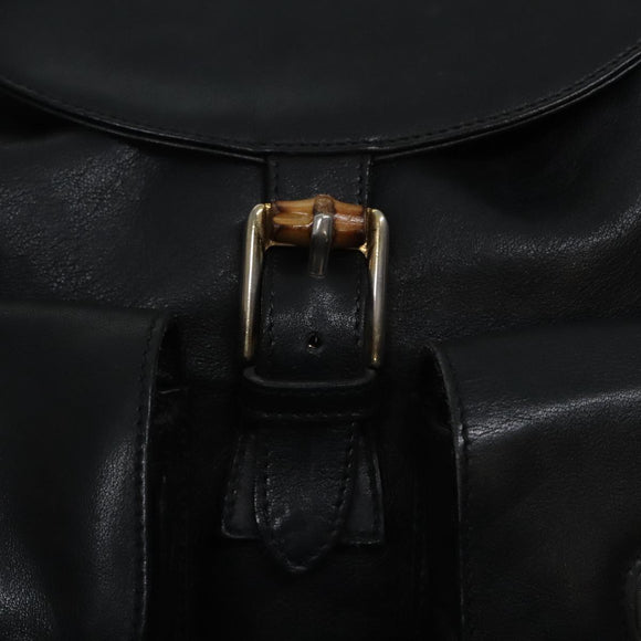 GUCCI Bamboo Rucksack Leder Schwarz Gold 008 2058 0016 Auth am6979