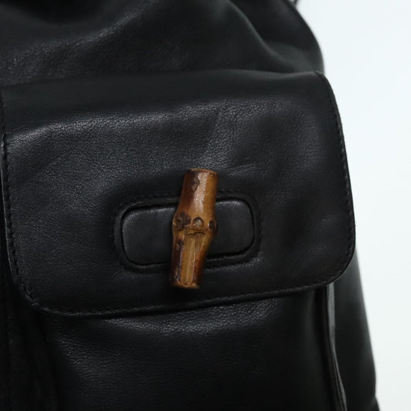 GUCCI Bamboo Rucksack Leder Schwarz Gold 008 2058 0016 Auth am6979