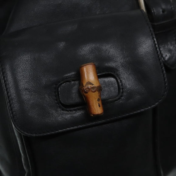 GUCCI Bamboo Rucksack Leder Schwarz Gold 008 2058 0016 Auth am6979