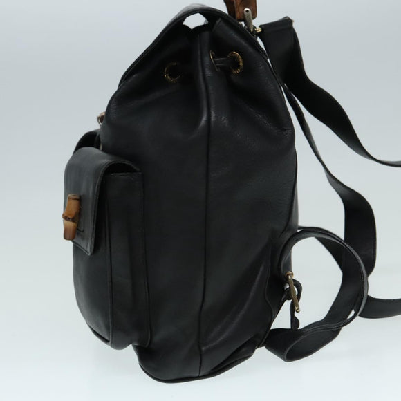 GUCCI Bamboo Rucksack Leder Schwarz Gold 008 2058 0016 Auth am6979