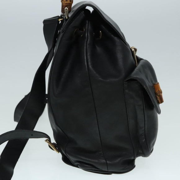 GUCCI Bamboo Rucksack Leder Schwarz Gold 008 2058 0016 Auth am6979
