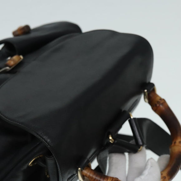 GUCCI Bamboo Rucksack Leder Schwarz Gold 008 2058 0016 Auth am6979