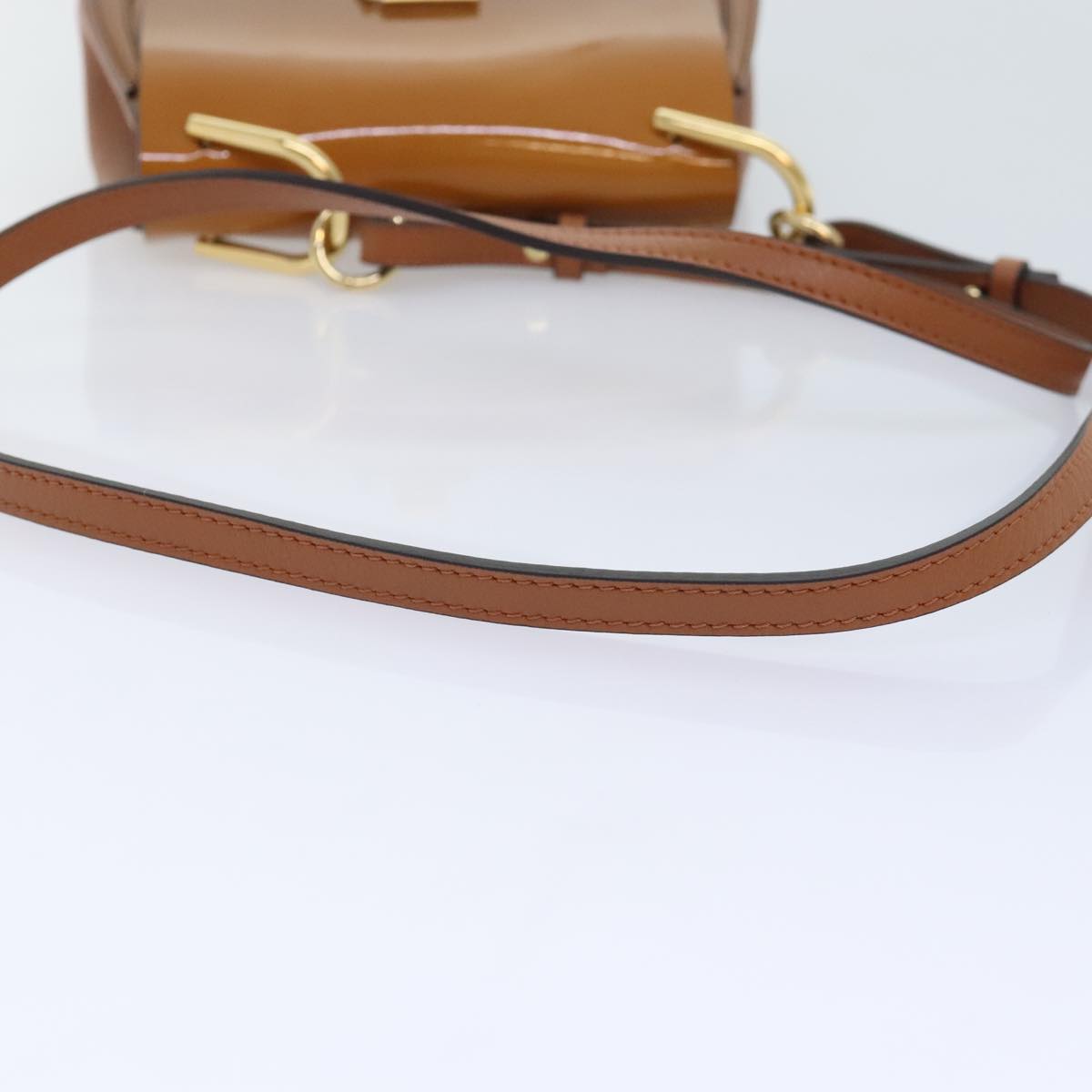 Chloe Drew Hand Bag Enamel 2way Brown Gold Auth am6981