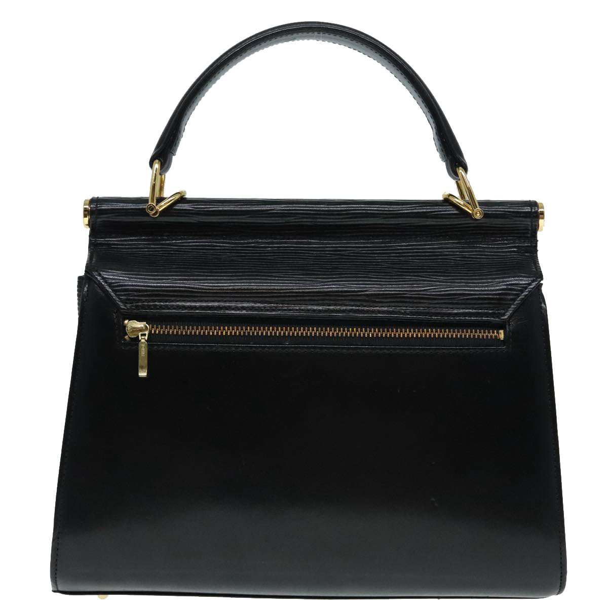 VALENTINO Hand Bag Leather 2way Black Gold Auth am6982 - 0