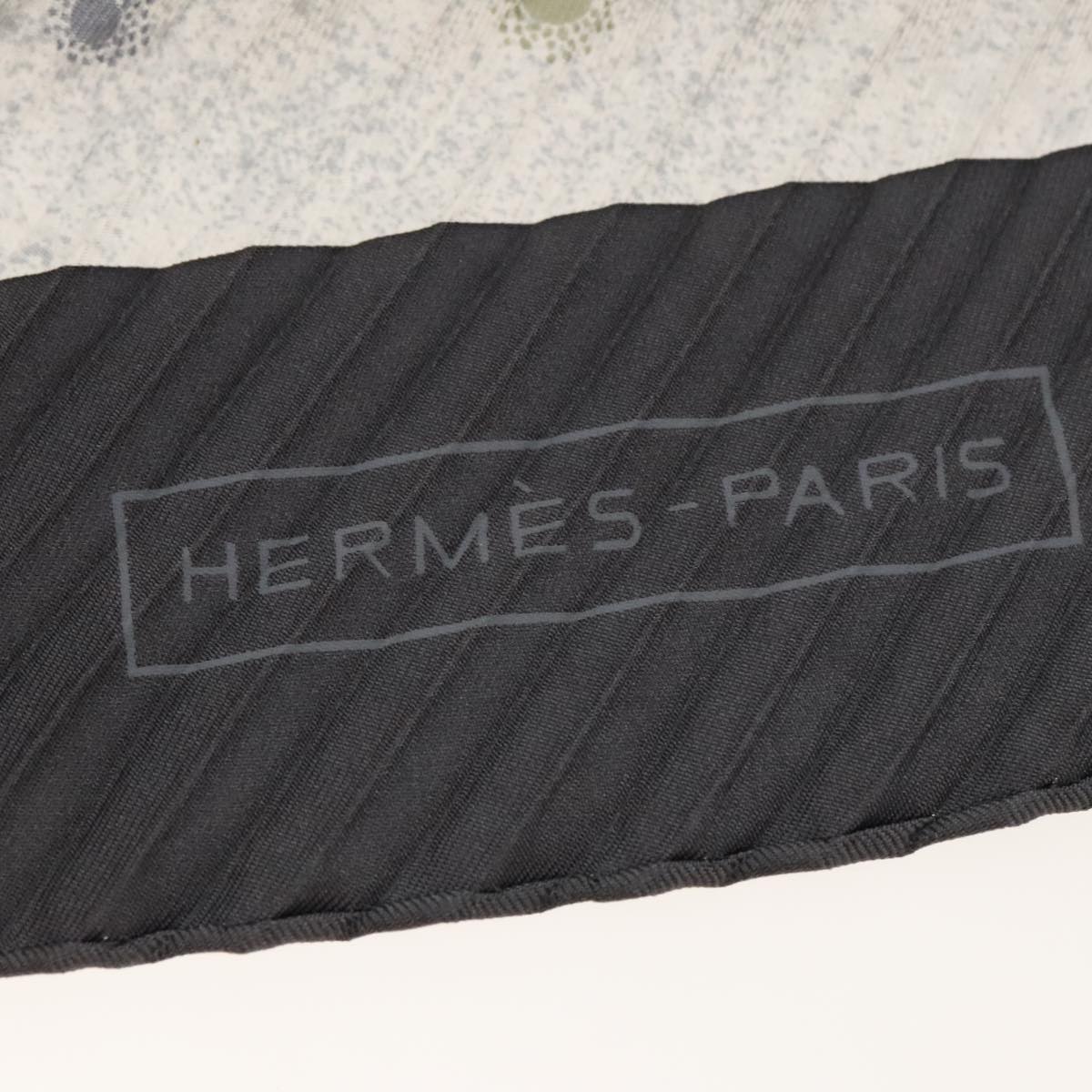 HERMES Pleated Carre Scarf ""Milky Way"" Silk Gray Auth am6987