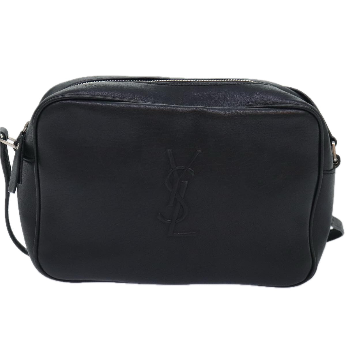 SAINT LAURENT Camera bag Shoulder Bag Leather Black FLY520533 Auth am6989