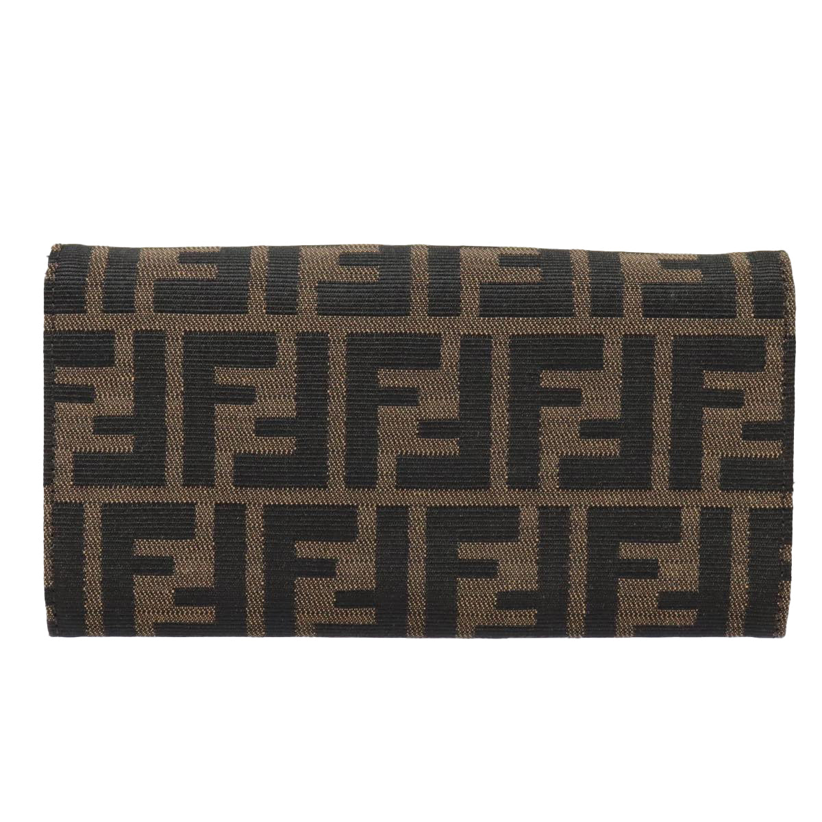 FENDI Zucca Canvas Long Wallet Black Brown Silver Auth am6992 - 0