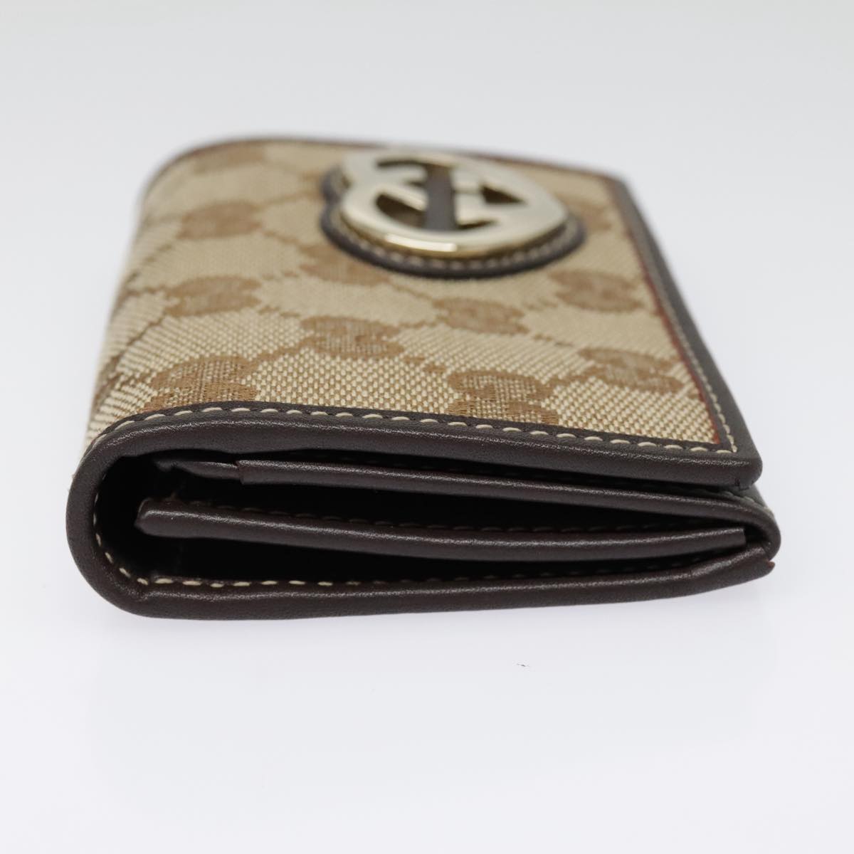 GUCCI GG Canvas Lovely Card Case Beige Gold 245730 Auth am7000