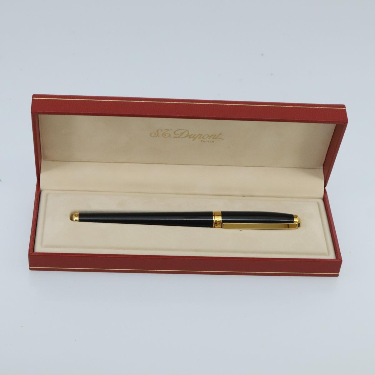 S.T. Dupont Ball Point Pen plastic Black Gold Auth am7005