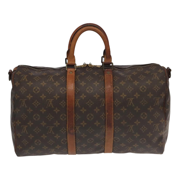 LOUIS VUITTON Monogram Keepall Bandouliere 45 Boston Bag M41418 LV Auth am7009