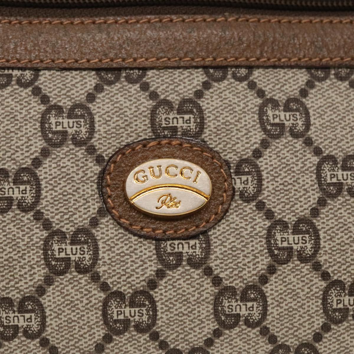 GUCCI GG Plus Supreme Clutch Bag PVC Leather Beige Gold Auth am7010