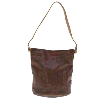 ETRO Paisley Shoulder Bag PVC Leather Brown Silver Auth am7013 - 0