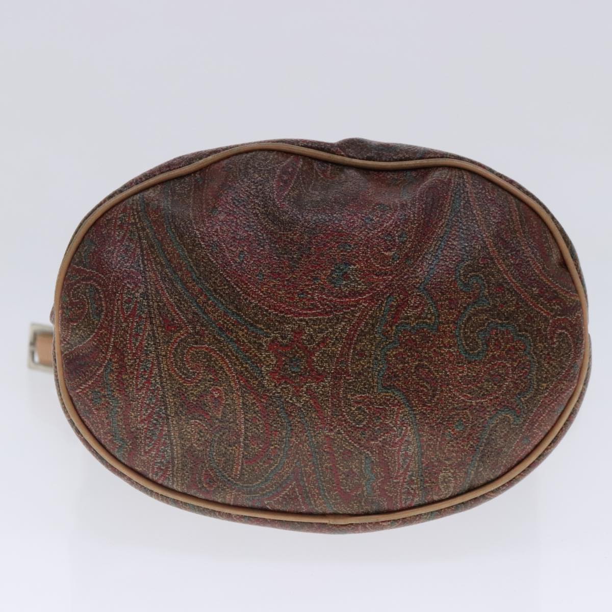 ETRO Paisley Shoulder Bag PVC Leather Brown Silver Auth am7013