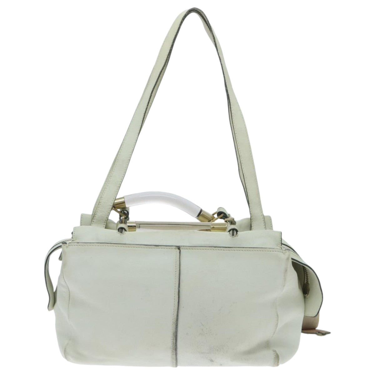 Chloe Hand Bag Leather 2way White Gold Auth am7014 - 0