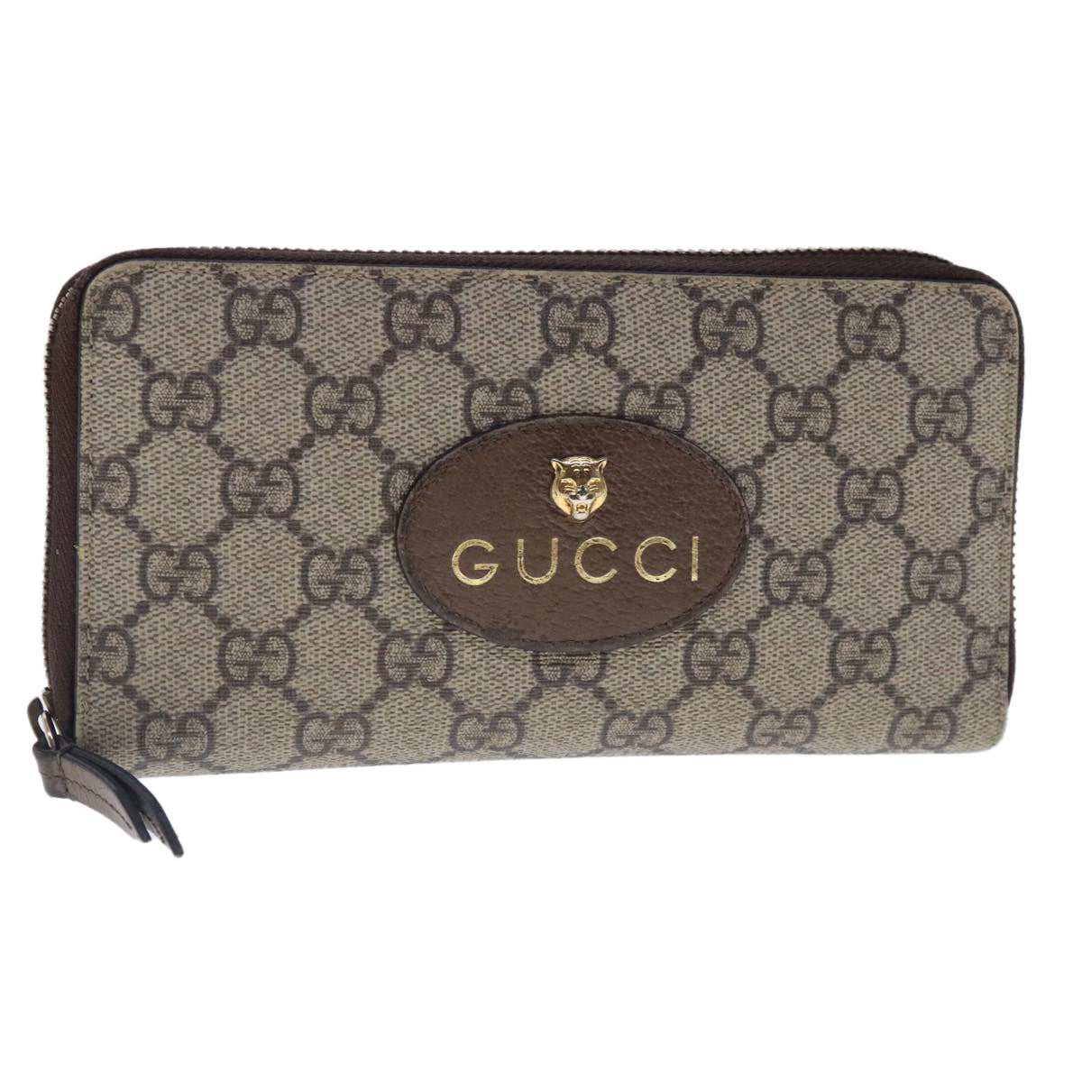 GUCCI GG Supreme Long Wallet PVC Leather Beige 473953 Auth am7022