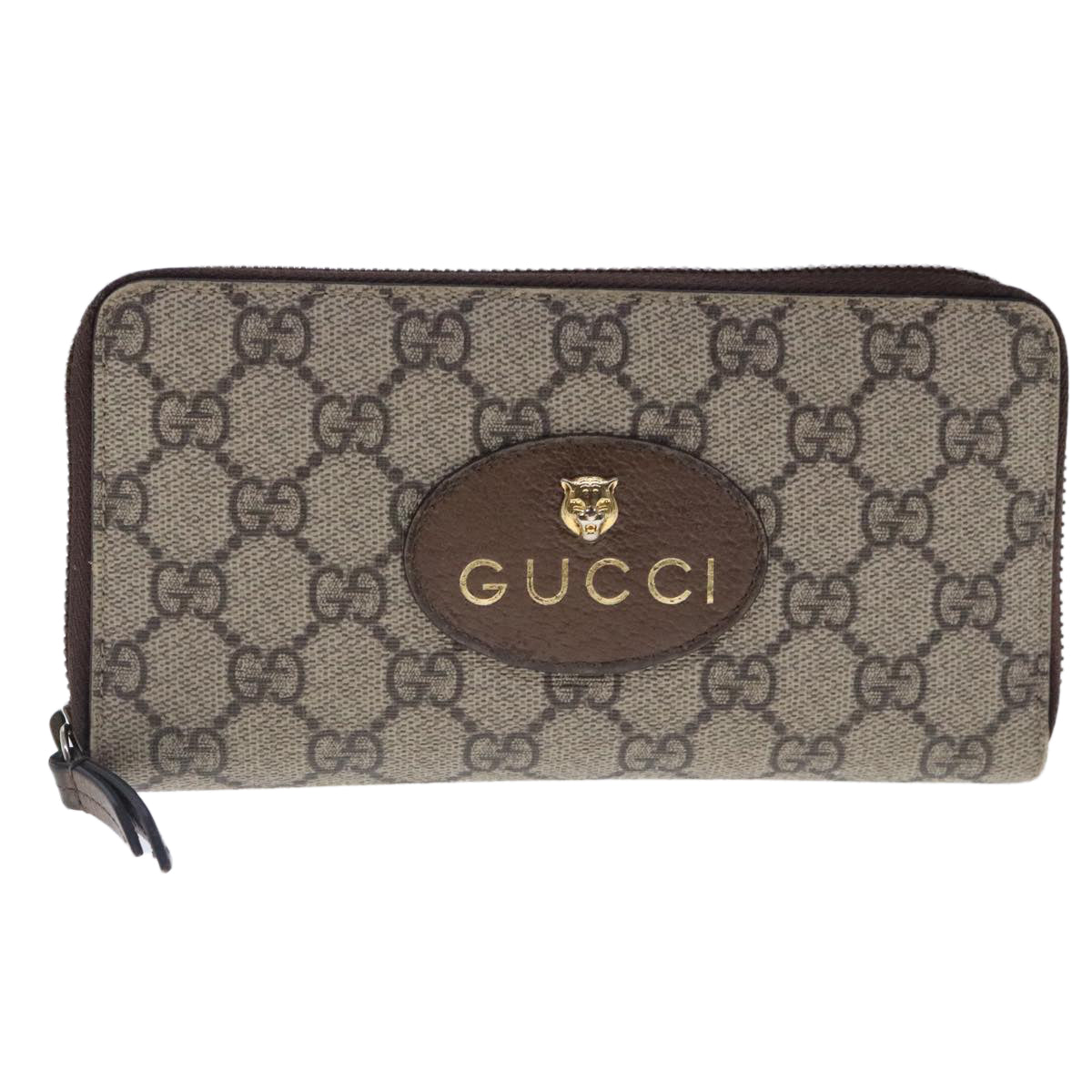 GUCCI GG Supreme Long Wallet PVC Leather Beige 473953 Auth am7022