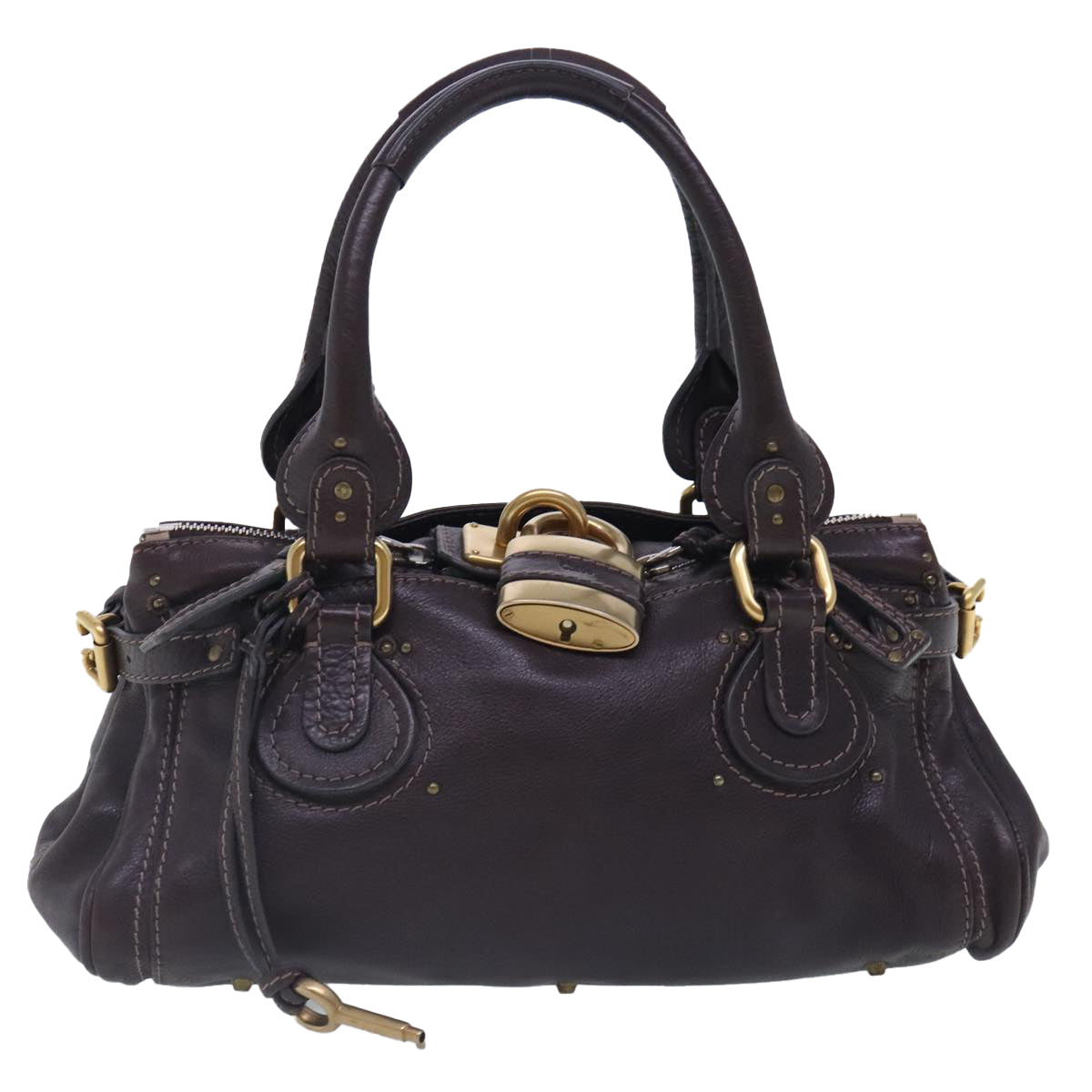 Chloe Paddington Hand Bag Leather Brown Gold Auth am7032