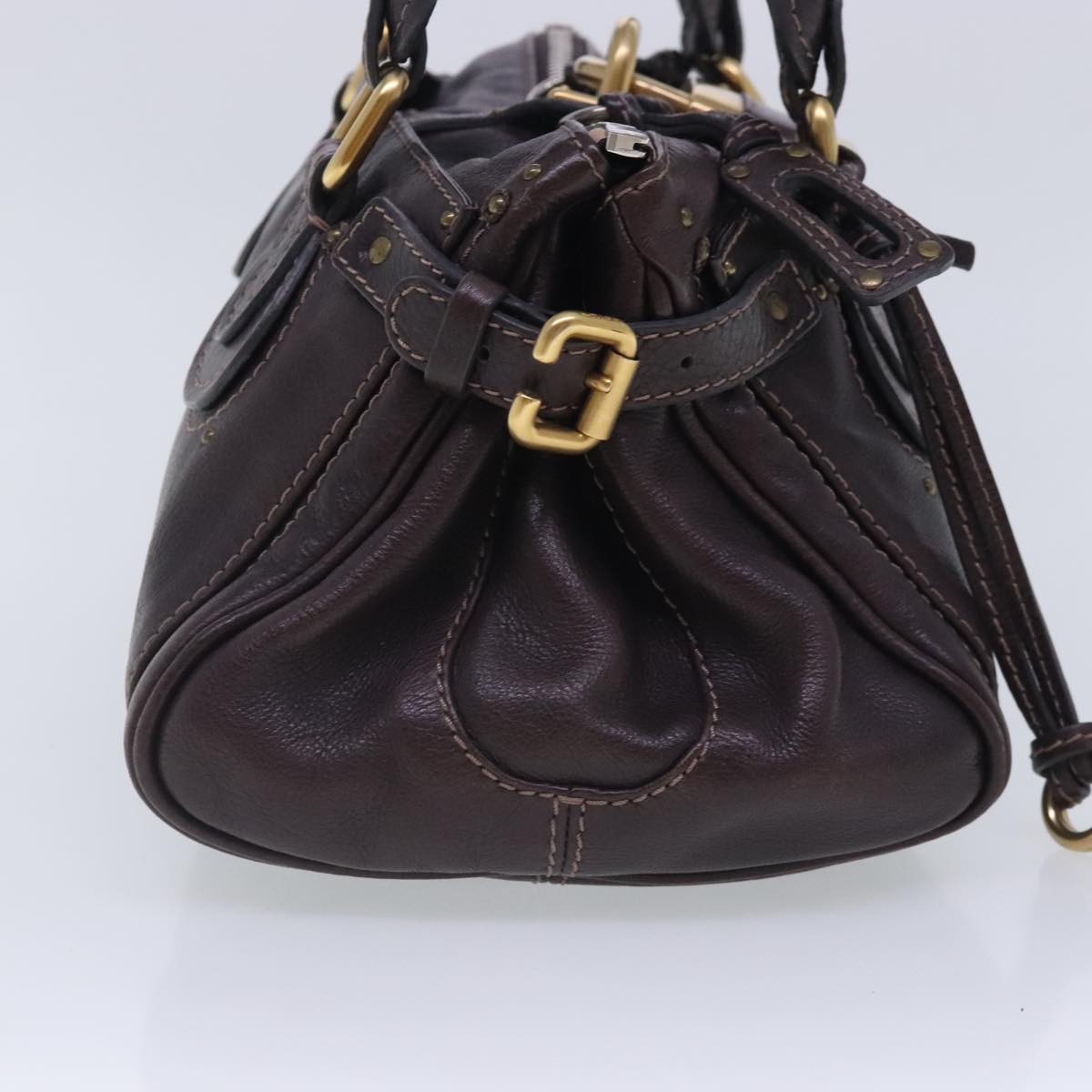 Chloe Paddington Hand Bag Leather Brown Gold Auth am7032