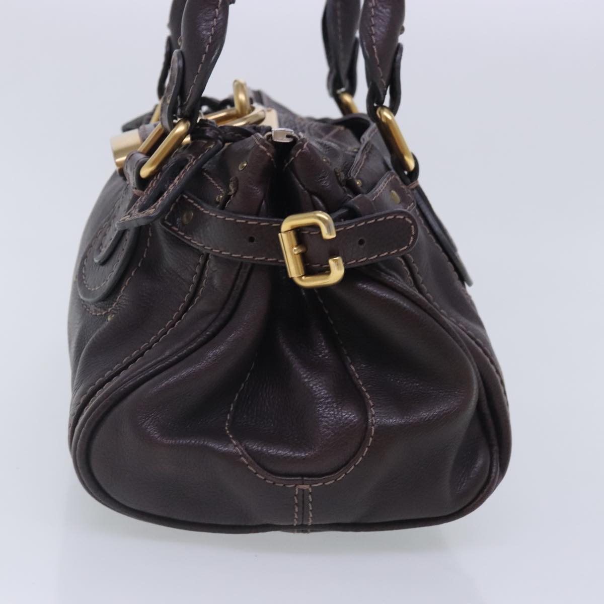 Chloe Paddington Hand Bag Leather Brown Gold Auth am7032