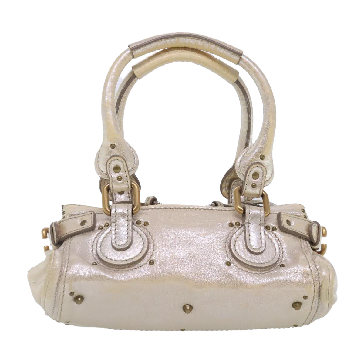 Chloe Paddington Hand Bag Leather Gold Tone Gold Silver Auth am7033 - 0