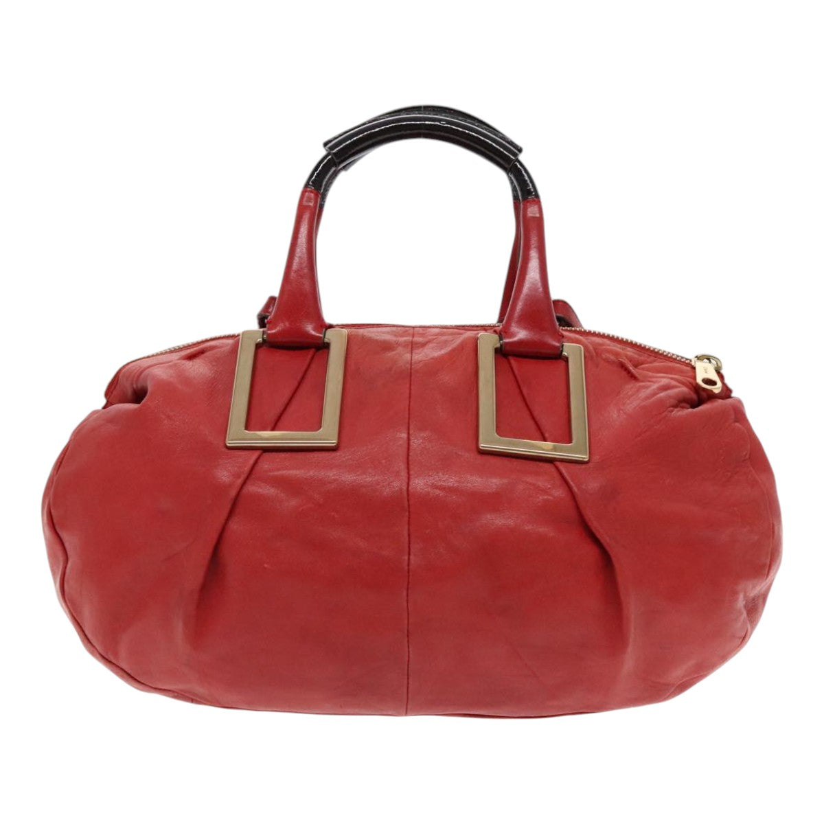 Chloe Etel Hand Bag Leather 2way Red Gold Auth am7041 - 0