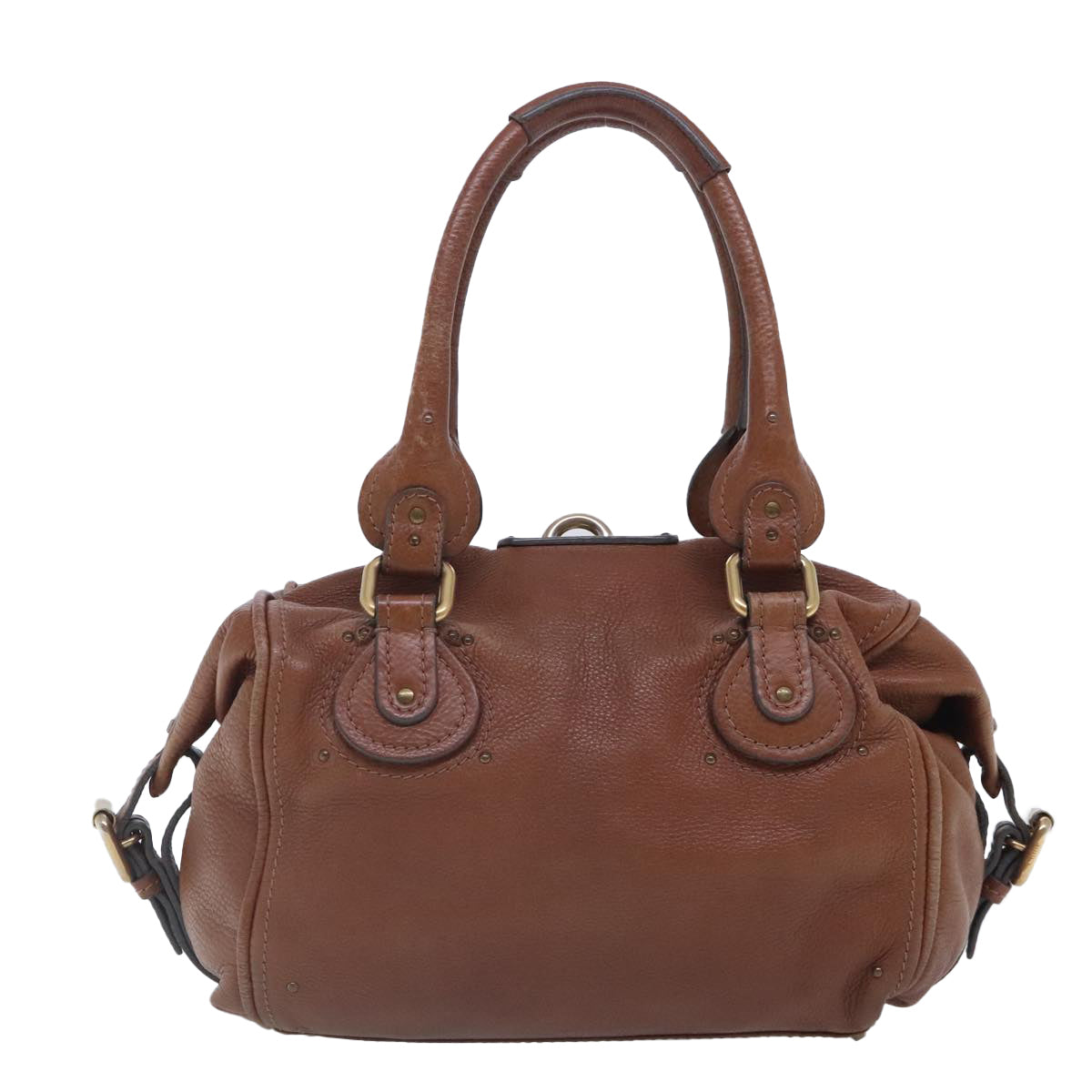 Chloe Paddington Hand Bag Leather Brown Gold Silver Auth am7042 - 0