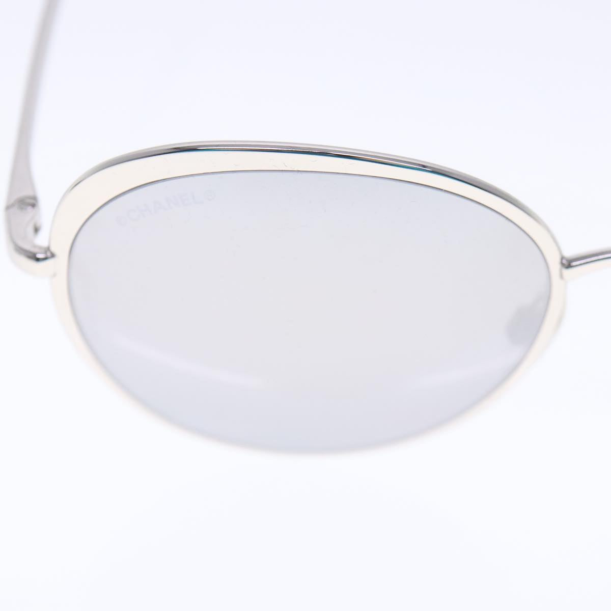 CHANEL Sunglasses metal Silver CC Auth am7050