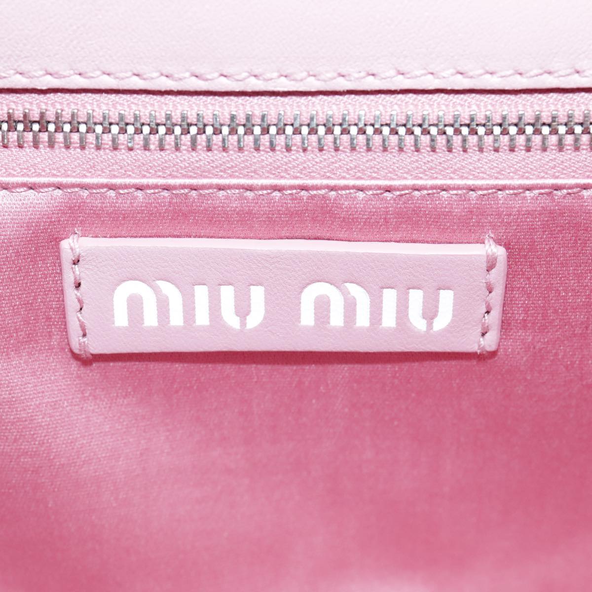 Miu Miu Shoulder Bag Leather Pink Silver 5BD177 Auth am7052A