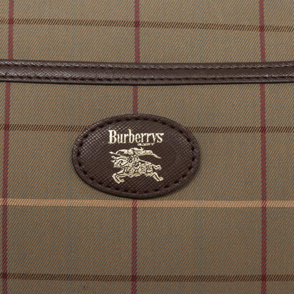 Burberrys Nova Check Clutch Bag Canvas Brown Auth am7055