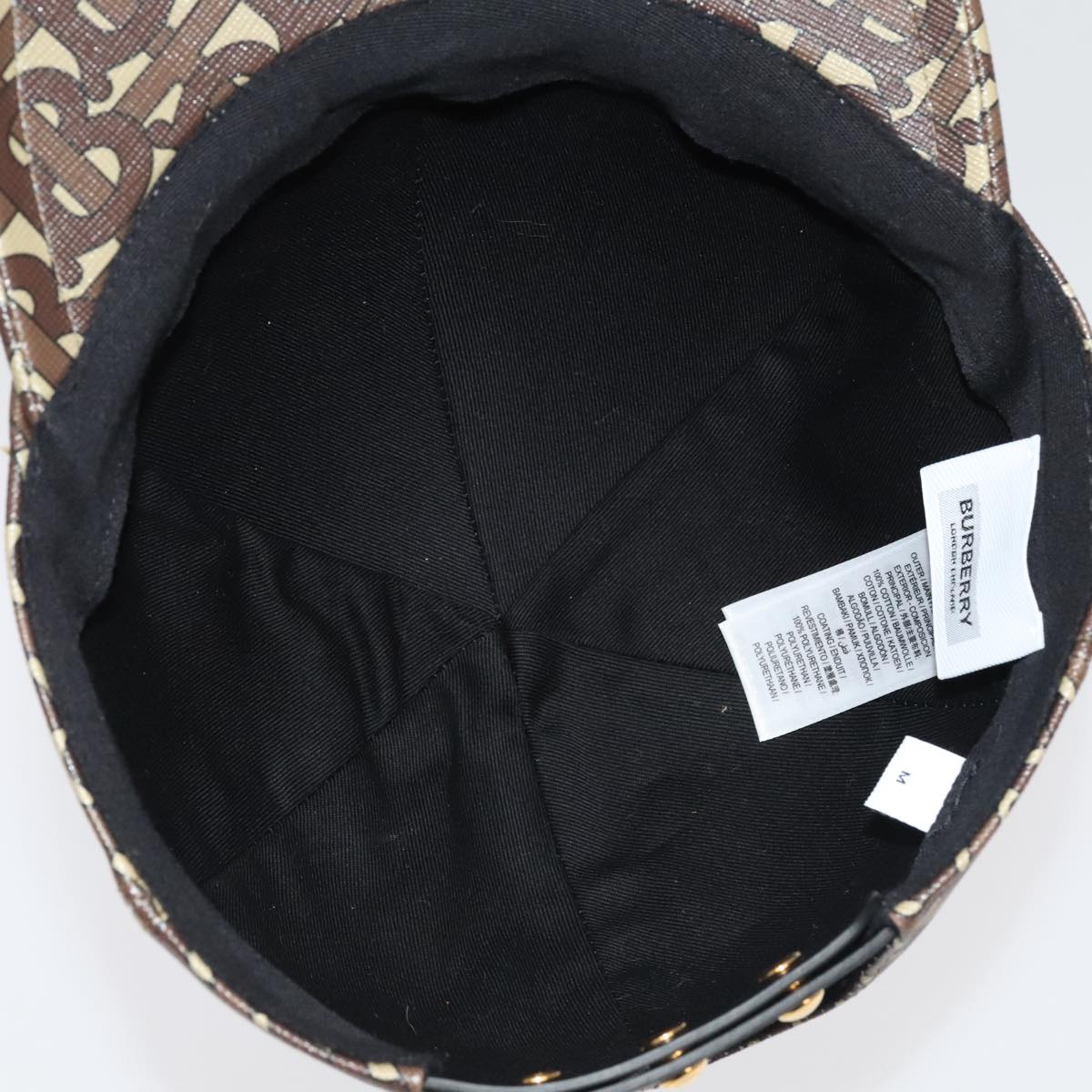 BURBERRY TB Monogram Baseball Cap PVC M Brown 8018971 Auth am7057