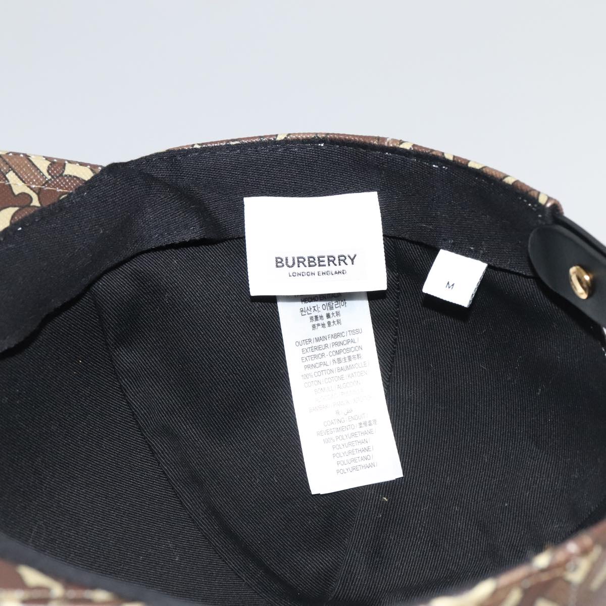 BURBERRY TB Monogram Baseball Cap PVC M Brown 8018971 Auth am7057