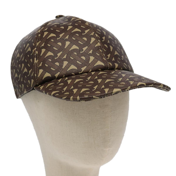 BURBERRY TB Monogram Baseball Cap PVC M Brown 8018971 Auth am7057V