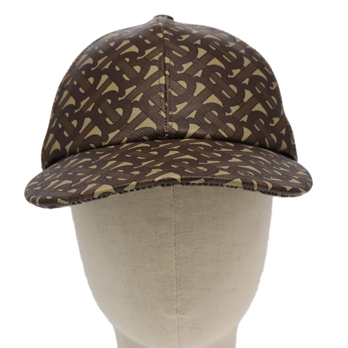 BURBERRY TB Monogram Baseball Cap PVC M Brown 8018971 Auth am7057 - 0