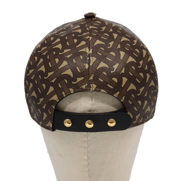 BURBERRY TB Monogram Baseball Cap PVC M Brown 8018971 Auth am7057V