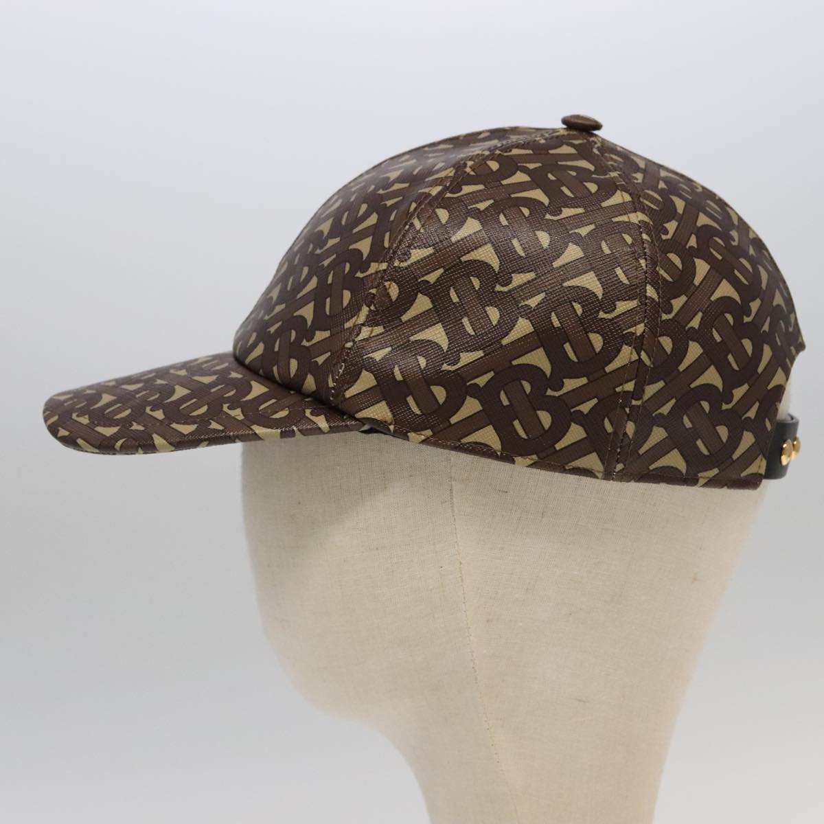 BURBERRY TB Monogram Baseball Cap PVC M Brown 8018971 Auth am7057