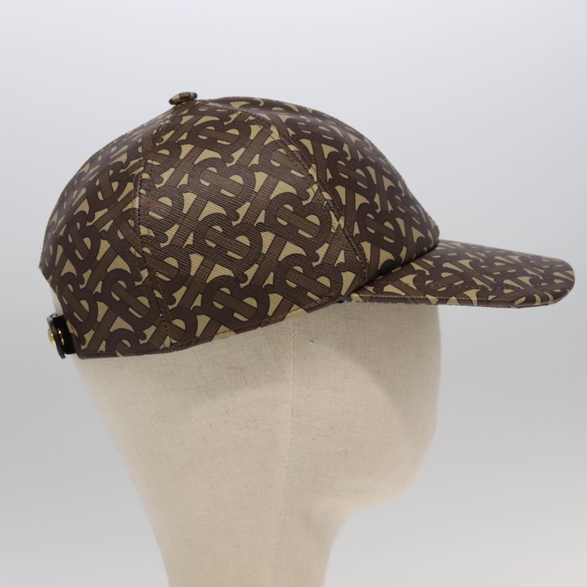 BURBERRY TB Monogram Baseball Cap PVC M Brown 8018971 Auth am7057