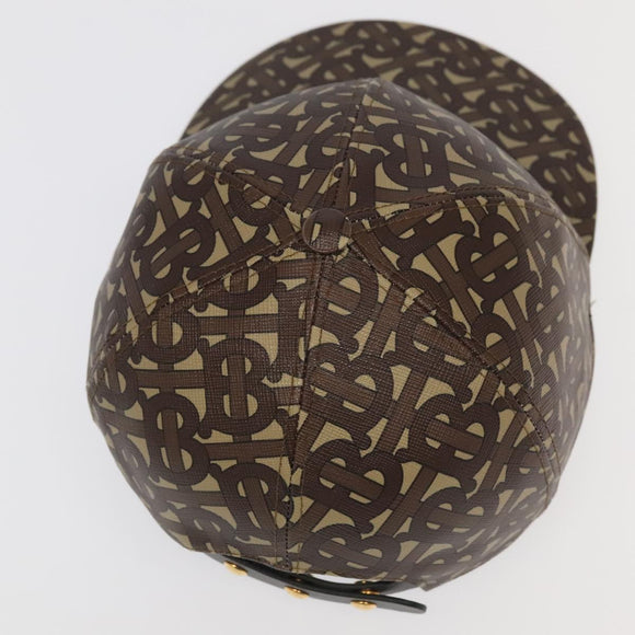 BURBERRY TB Monogram Baseball Cap PVC M Brown 8018971 Auth am7057V